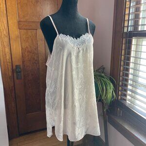 VTG 90s Pale Pink Slip Dress Chemise Lingerie Paisley Lace L Valentine Bridal